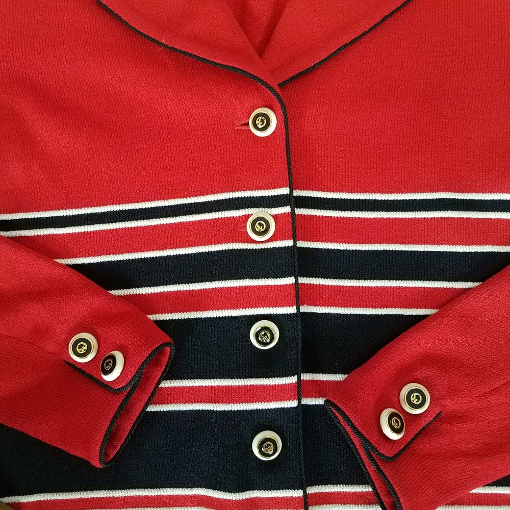 St. John Collection Red knit blazer jacket, sz 6 - Picture 2 of 8